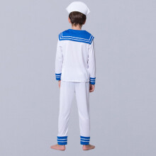 Matrosenuniform-Partykostüm-Set für Jungen, weiß, mittlere Größe, Aufführungskleidung