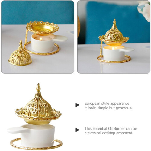 Κεραμικό κερί Tealight, διακοσμητικό θυμιατήριο, ευρωπαϊκό στυλ, χρυσό μέταλλο 2