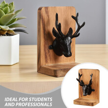 Fermalibri in stile nordico con decorazioni a corna di cervo, fermalibri in legno per scaffali, robusto organizer per libri