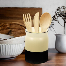 Suporte de utensílios de balde de talheres de cerâmica para cozinha e bancada com grande capacidade