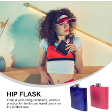 2pcs Camping Pocket Flask Liquor Containers 6oz Stainless Steel Food-grade Wear-resistant Portable Hip Flask