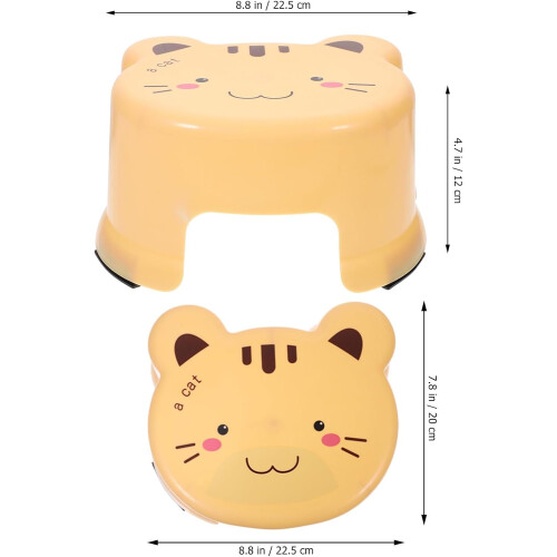 Scaune din plastic cu desene animate, pachet de 2, ușor de depozitat, nedeformabile, galbene 2