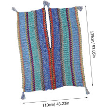 Boho dzianinowy szal typu poncho dla kobiet, przytulny, z frędzlami, w stylu vintage, podróżny