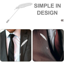 Silver Leaf Lapel Pin Brooch for Men, Collar Stay Bar and Necktie Pin, Suit Shirt Accessory for Business and Formal Wear