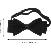 Set papion de mire bărbătesc și broșă de rever neagră cu batistă de buzunar pentru accesorii de costum de nuntă