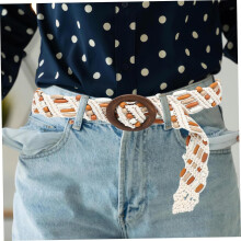 Boho-Gürtel für Damen, geflochtener Taillengürtel aus gewebtem Seil, Boho-Stil, Perlen, Retro-Design, passend für Kleider, Jeans und Pullover