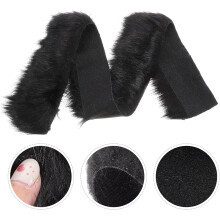 Tela de felpa suave de piel sintética, tira negra de 7 cm x 1 m para hacer barbas de gnomos y decorar sombreros (manualidades DIY).