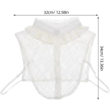 Halbbluse mit abnehmbarem Stehkragen aus Spitze, Damen, Weiß, für modisches Outfit
