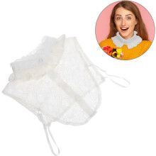 Halbbluse mit abnehmbarem Stehkragen aus Spitze, Damen, Weiß, für modisches Outfit