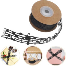 Cinta hueca con forma de nota musical para manualidades y envoltorios, color negro, 9 metros (10 yardas). Cinta decorativa con notación musical.