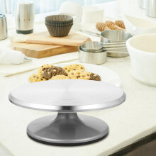 Plateau tournant à gâteau DIY, plateforme rotative à 360, alliage d'aluminium argenté, patin antidérapant