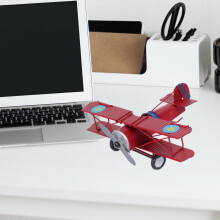 Modelo de avión de combate de metal, biplano vintage, adorno para la decoración del escritorio de la oficina o el hogar.