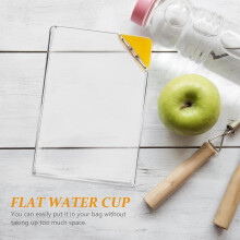 Flat Water Bottle 450ml with Triangular Lid, Yellow Plastic Travel Kettle Cup for Men and Women