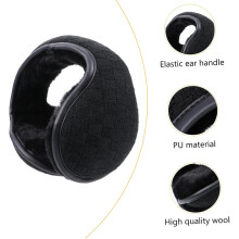 Windproof peluche inverno escudos por trás da cabeça quente tampa orelha unisex macio preto malha quadrado design ao ar livre