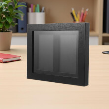Schwarze Faserplatten-Kartenhalterung mit 2 Fächern zur Wandmontage, präzisionsgefertigter Rahmenhalter für Sammelkarten