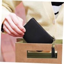 Porte-monnaie en cuir, petit portefeuille zippé avec porte-clés pour femme