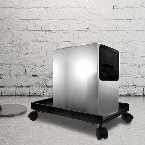 Computer Tower Stand Pc Holder 41X23.7X7Cm Plastic Riser with Four Wheels