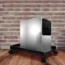 Computer-Tower-Ständer, PC-Halterung, 41 x 23,7 x 7 cm, Kunststoff-Erhöhung mit vier Rollen