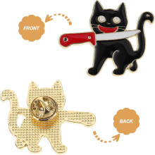 Broche Chat Noir Adorable Pin's Émaillé Broche Dessin Animé Amusant Accessoires Vêtements