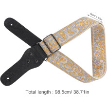 Gitaarband met plectrums en strap locks, handgemaakt met borduurwerk, nylon leer, verstelbaar.