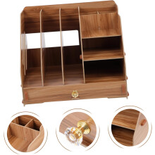 Caixa de armazenamento de madeira durável Sundries Organizador de mesa simples recipiente de gaveta