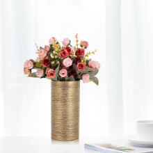 Keramikvase, goldfarben gebürstet, nordischer Stil, schlichtes Design, robuste Verarbeitung