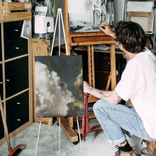 Cavalletto pieghevole per dipingere e mostrare opere d'arte, ideale per principianti e studenti. Cavalletto artistico portatile in lega di alluminio.