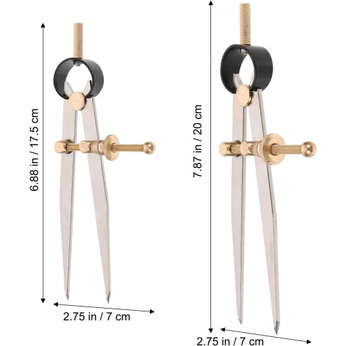 2pcs DIY couro artesanato marcação medidores pés planos de cobre, 6 polegadas e 8 polegadas Leathercraft bússolas 1
