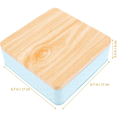 Square Metal Cookie Tin Box Lid for Present Giving, 1pcs Baking Packaging Storage Container 1