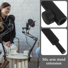 Mic Stand Extension Tube Aluminum Alloy Extension Kit Black Added Convenience for Recording and Live Streaming