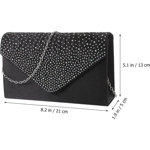 Pochette da sera con strass in seta, ideale per matrimoni formali e feste di gala.