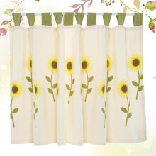 Halbgardine mit Sonnenblumenmuster, maschinen- und handwaschbar, aus verdicktem Stoff