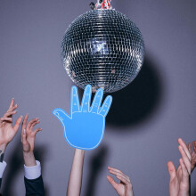 Mano gigante in schiuma a cinque dita, accessorio per cheerleading, guantoni da tifoso sportivo in spugna blu per giochi ed eventi.