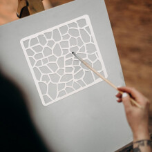 Plantillas geométricas para pintar paredes y suelos, plantilla reutilizable con diseño de guijarros y ladrillos.