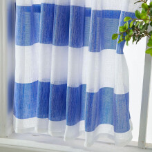 Blau-weiß gestreifter Verdunkelungsvorhang für Wohnzimmer, Polyestermaterial