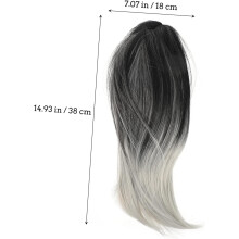 Peruca de cabelo reta do gradiente preto e branco, separação do centro do peito de cabelo do ombro de comprimento médio