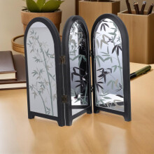 Mini ecran pliabil acrilic chinezesc pentru birou, separator cu 3 panouri, ornament Feng Shui, birou decorativ