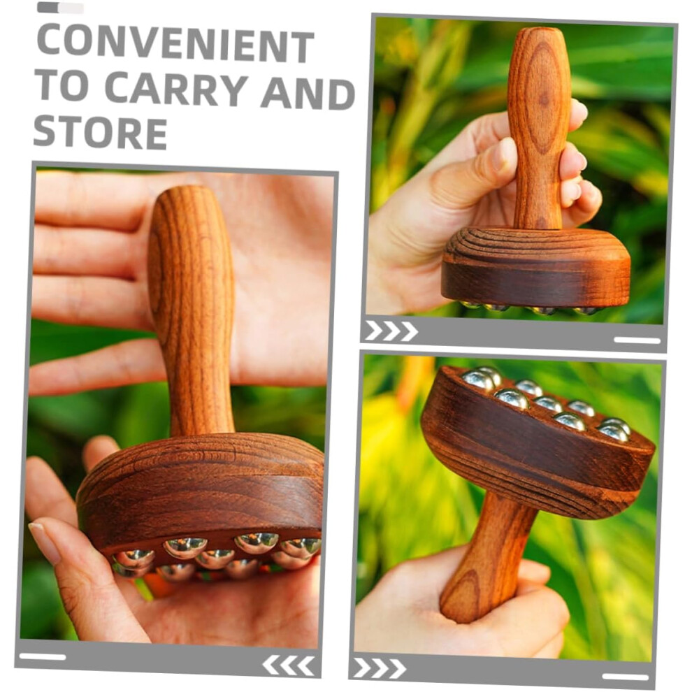 Hkhbjs Handheld Wooden Nine-Ball Massage Roller Stick With Detachable Metal Balls