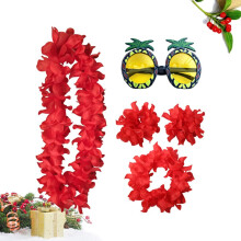 5-teiliges Hawaii-Ananas-Party-Brillenset, roter Girlanden-Kopfschmuck und Armband