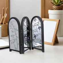 Mini Chinese Acrylic Desktop Folding Screen 3-Panel Divider Feng Shui Ornament Office Desk Decorative