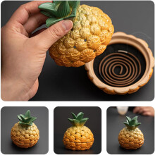 Arzător de tămâie ceramic cu ananas, relaxant, prinzător de cenușă, elegant, portocaliu, suport pentru aromă, pentru saună, yoga