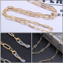 Metallene Büroklammer-Brillenkette mit Maskenverschluss, goldfarbener Schutzmaskenhalter und Brillenkette