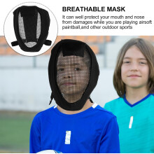Helmask i svart metallnät, heltäckande ansiktsskydd med slagtåligt stål och oxfordtyg