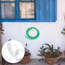 Soporte de acero inoxidable para manguera de jardín, práctico y resistente, para almacenamiento de agua, color blanco, para montaje en pared.