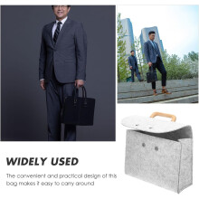 Bag Large Handle and with Business Organizer Wooden Felt Tote File Portable Capacity Rectangular Storage Pouch