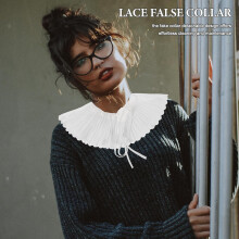 Colletto staccabile in pizzo per donna, colletto finto in pizzo, maglione, cappuccio, scialle, accessori per abito da sera