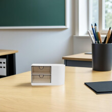 Caixa de armazenamento para suprimentos de escritório Organizador de mesa de estudante Organizador de bandeja de mesa de plástico