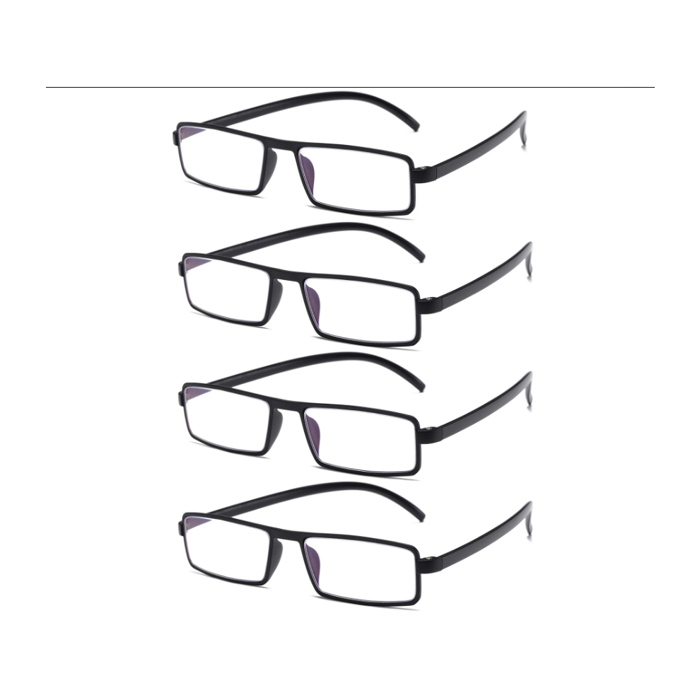 Wantowin Black/Blue/Light (, =+1.00 Strength) Hot 4Pairs Unisex Unbreakable Lightweight Reading Glasses Blocking Readers