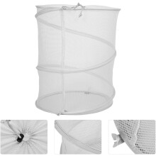 Panier à linge pliable en maille, à cordon, léger et portable, cylindrique