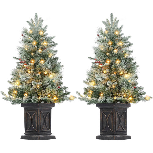 3ft Pre-Lit Artificial Christmas Tree with LED Lights and